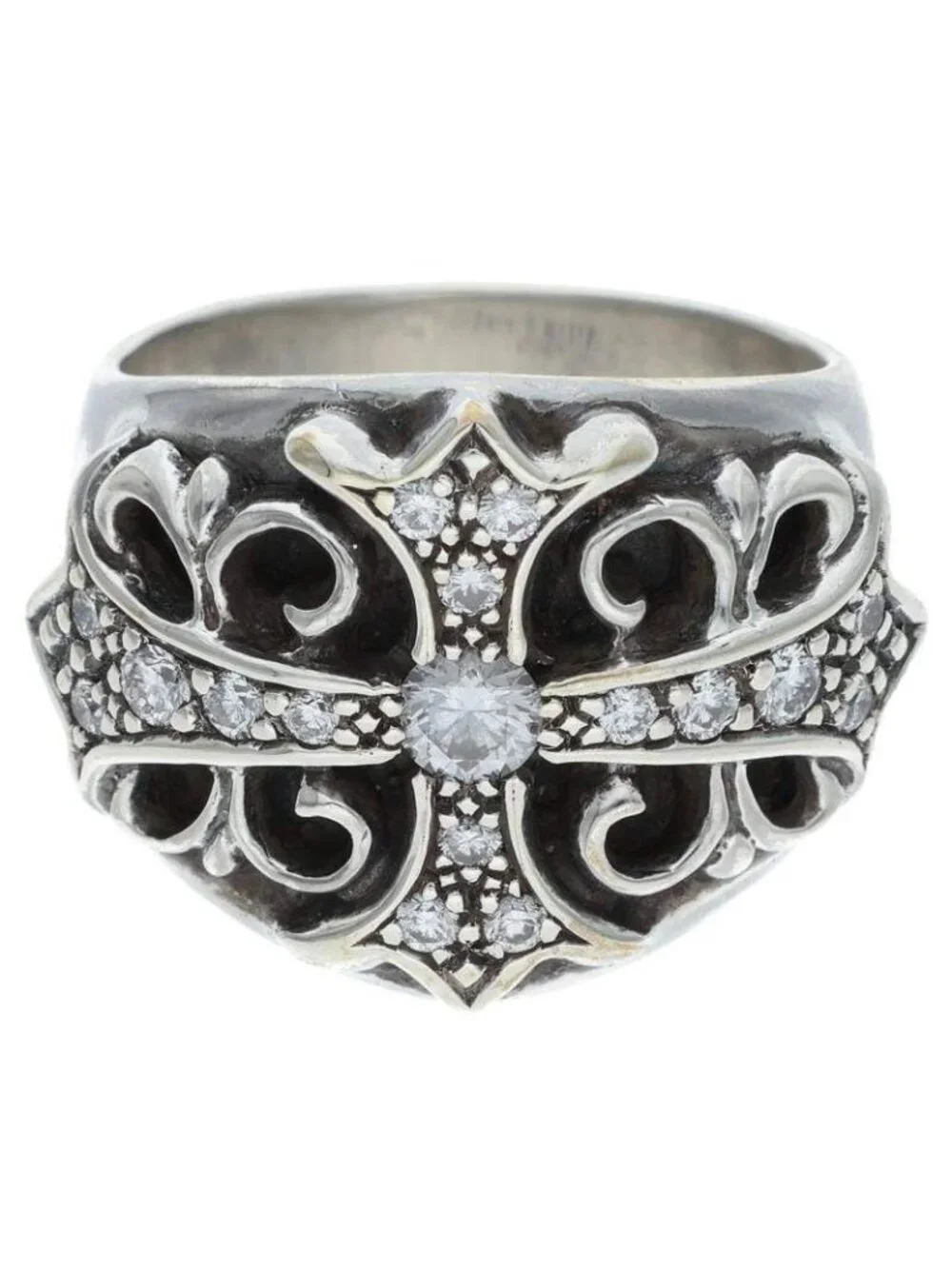 Chrome Hearts Keeper P Dmnd Pave Diamond Silver Ring